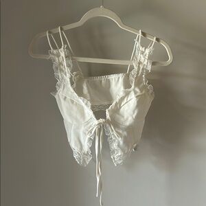 SHEIN White Lace Detail Blouse